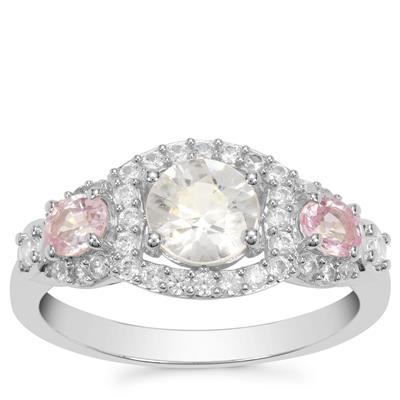 Ratanakiri Zircon Ring with Pink Sapphire in Sterling Silver 2.10cts
