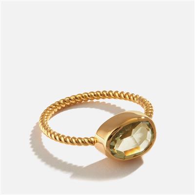 Callista Prasiolite Ring in Gold Plated Sterling Silver 1.50cts