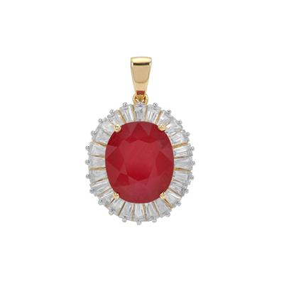 Malagasy Ruby Pendant with White Zircon in 9K Gold 8.70cts