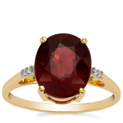 Malawi Garnet Ring with White Zircon in 9K Gold 5cts
