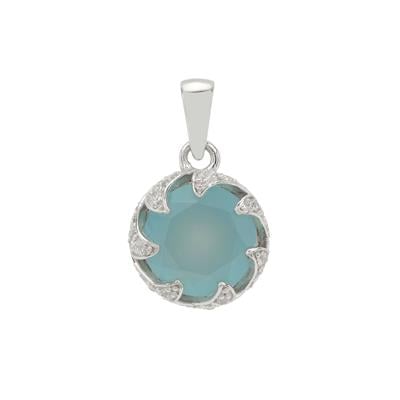 Aqua Chalcedony Pendant with White Zircon in Sterling Silver 3.80cts
