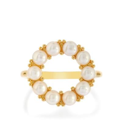 Freshwater Cultured Pearl Ring in Gold Tone Sterling Silver (3.5 mm)