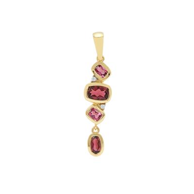 Nigerian Rubellite Pendant with White Zircon in 9K Gold 1.10cts