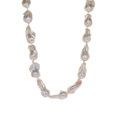 Baroque Freshwater Cultured Pearl Necklace in Rhodium Plated Sterling Silver 