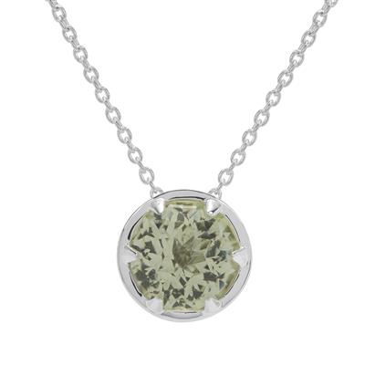 Eden Cut Prasiolite Necklace in Britannia Silver 4.20cts