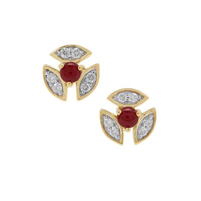 Greenland Ruby Earrings with Canadian Diamond in 9K Gold 0.50ct
