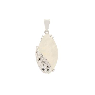 Rainbow Moonstone Pendant with Pyrite in Sterling Silver 13cts