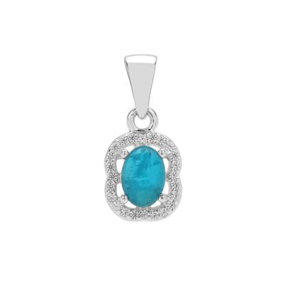 Neon Apatite Pendant with White Zircon in Sterling Silver 1.20cts