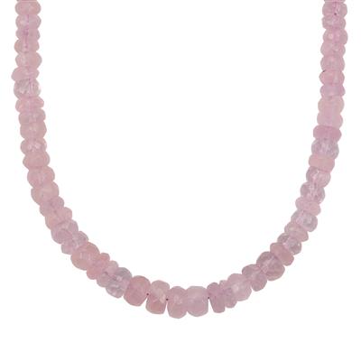 Madagascan Natural Pink Quartz Graduated Necklace in Sterling Silver 55cts
