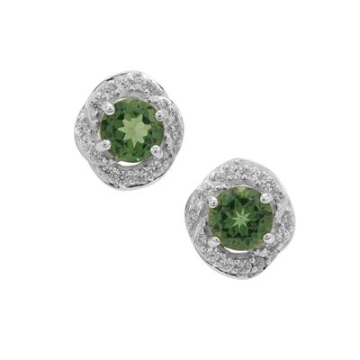 Mandrare Apatite Earrings with White Zircon in Sterling Silver 1.55cts