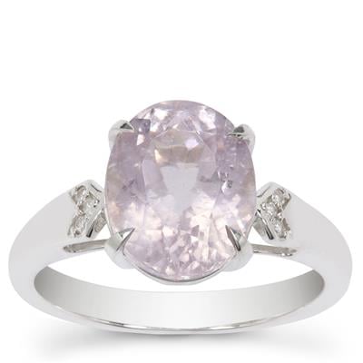 Minas Gerais Kunzite Ring with White Zircon in Sterling Silver 4.30cts