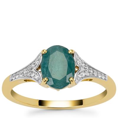 Grandidierite Ring with White Zircon in 9K Gold 1.25cts