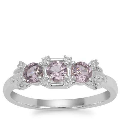 Burmese Spinel Ring with White Zircon in Sterling Silver 1.10cts