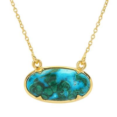 Chrysocolla Malachite Pendant Necklace in Gold Plated Sterling Silver 16.25cts