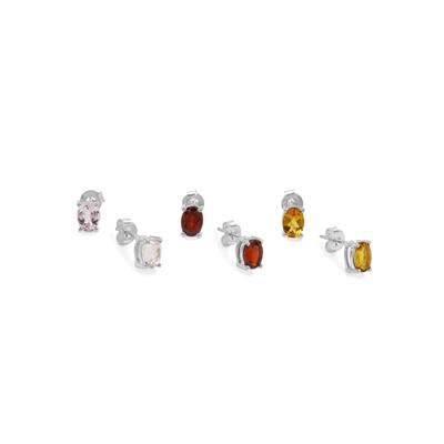 Minas Gerais Kunzite, Scapolite Earrings with Hessonite Garnet in Sterling Silver 5.45cts