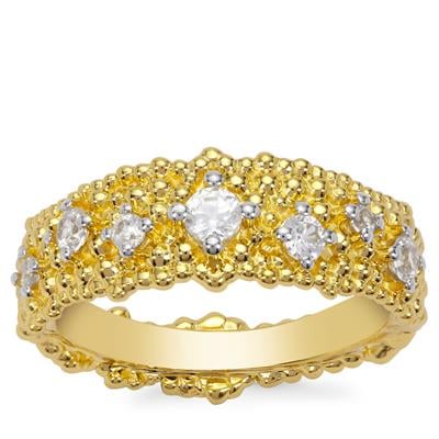 White Zircon Ring  in Gold Plated Sterling Silver 0.70cts