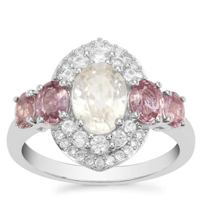 Ratanakiri Zircon Ring with Pink Sapphire in Sterling Silver 3.75cts