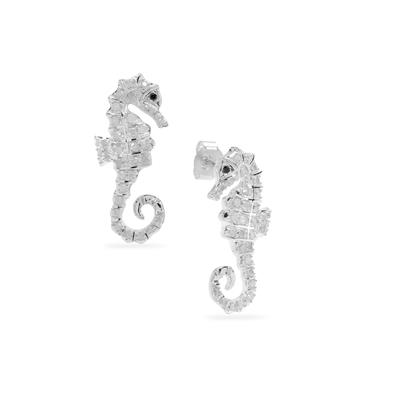 Black, White Diamond Earrings in Sterling Silver 0.53ct