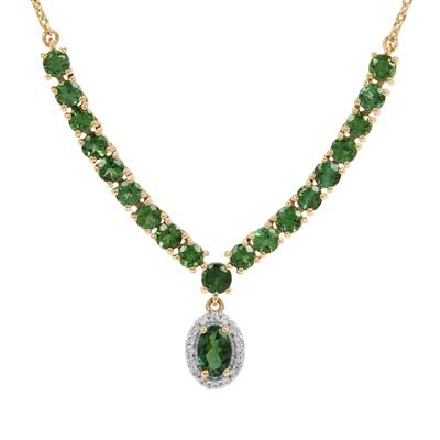Indicolite Necklace with White Zircon in 9K Gold 2.75cts