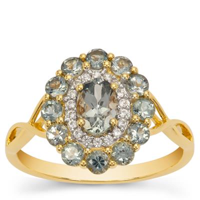 Grey Spinel Ring with White Zircon in 9K Gold 1.50cts