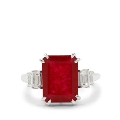 Ruby Quartz Ring with White Topaz in Sterling Silver 4.90cts