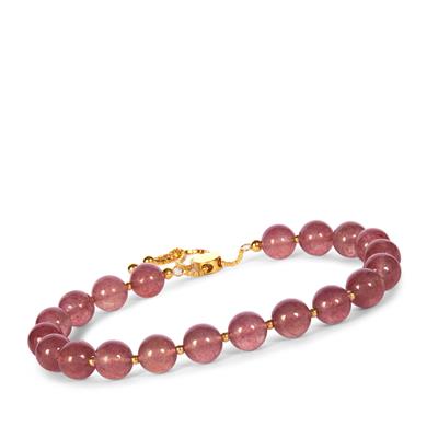 Strawberry Quartz Bracelet in Gold Tone Sterling Silver 70cts