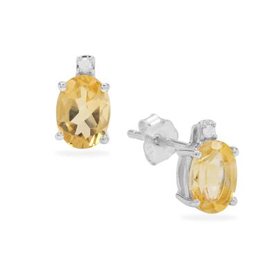 Diamantina Citrine Earrings with Diamonds in Sterling Silver 1.50cts