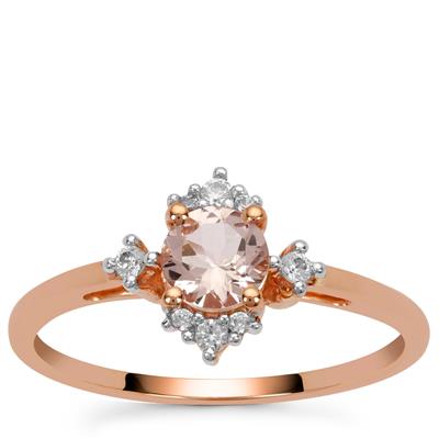 Pink Morganite Ring with White Zircon in 9K Rose Gold 0.55ct