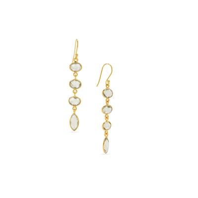 Green Amethyst Earrings in Gold Plated Sterling Silver 12cts