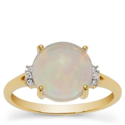 Ethiopian Opal Ring with White Zircon in 9K Gold 2.25cts