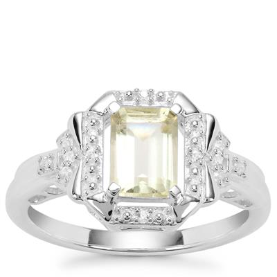 Citron Feldspar Ring with Natural Zircon in Sterling Silver 1.10cts