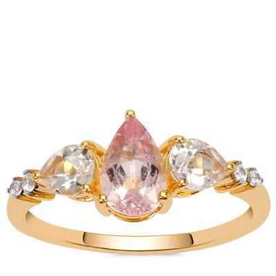 Idar Pink Morganite Ring with White Zircon in 9K Gold 1.30cts