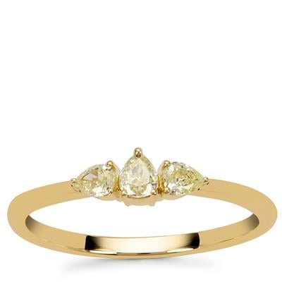 Yellow Diamonds Ring in 9K Gold 0.35ct