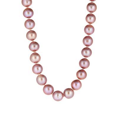 Naturally Lavender Edison Cultured Pearl Strand Graduated Necklace in Gold Tone Sterling Silver