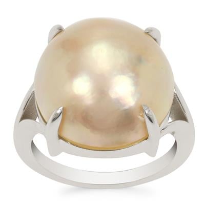 South Sea Mabe Cultured Pearl Ring in Sterling Silver (17 MM)