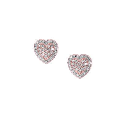 Pink Diamond Heart Earrings with White Diamond in 14K Rose Gold 0.37ct