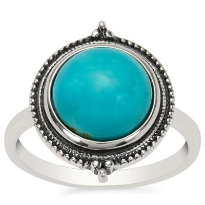 Armenian Turquoise Oxidized Ring in Sterling Silver 3.95cts