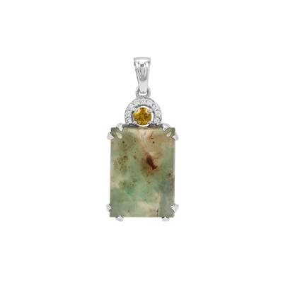 Aquaprase™, Mali Garnet Pendant with White Zircon in Sterling Silver 11.15cts