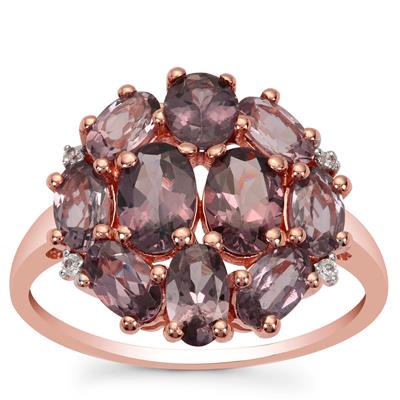 Mahenge Purple Spinel Ring with White Zircon in 9K Rose Gold 3cts