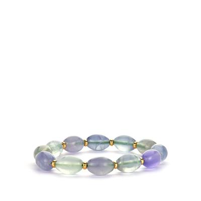 Rainbow Fluorite Stretchable Bracelet in Gold Tone Sterling Silver 143.70cts