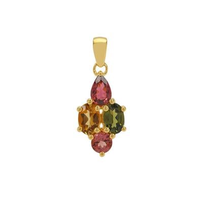 Multi-Colour Tourmaline Pendant in Gold Plating Sterling Silver 1.60cts