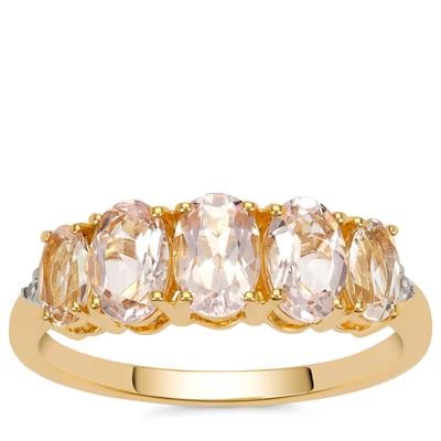 Idar Pink Morganite Ring with White Zircon in 9K Gold 1.60cts