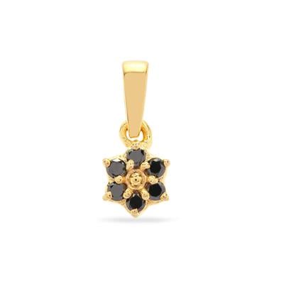Black Diamond Pendant in Gold Plated Sterling Silver 0.11ct