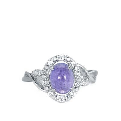 Tanzanite Ring with White Zircon in Sterling Silver 2.09cts