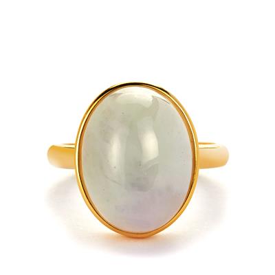 Type A Lavender Jadeite Ring in Gold Tone Sterling Silver 11cts