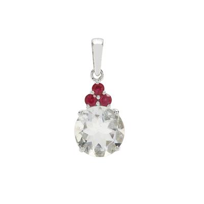 Hyalite Opal Pendant with Malagasy Ruby in Sterling Silver 3cts