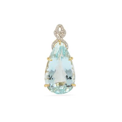 Aquamarine Pendant with Diamonds in 18K Gold 18.65cts 