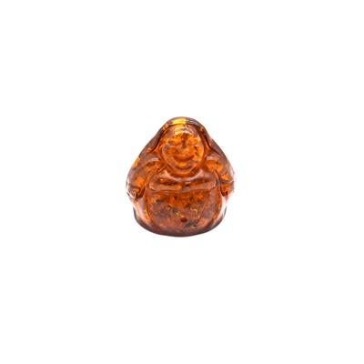 Baltic Cognac Amber Buddha Decorative Ornament, Approx 38mm