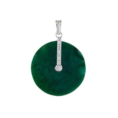 Type A Dulong Jadeite Pendant with White Topaz in Sterling Silver 50.38cts