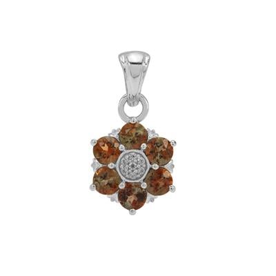 Gouveia Andalusite Pendant with White Zircon in Sterling Silver 1.10cts